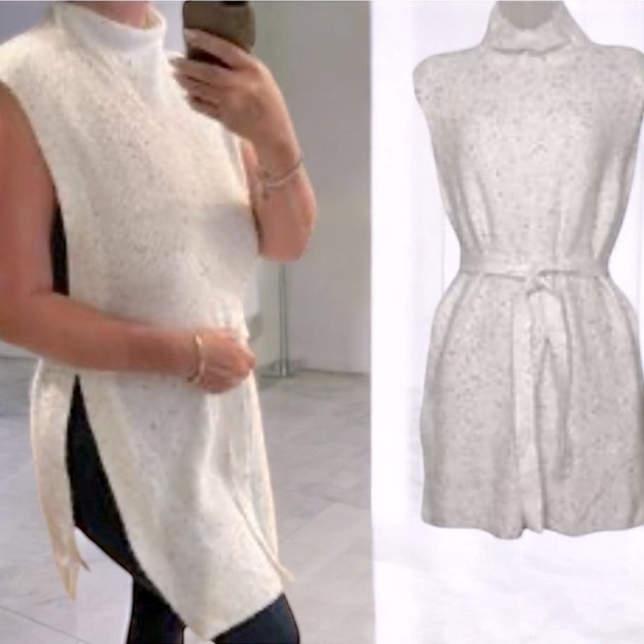 🌹CHLOE & JASMINE MOCK NECK OPEN SIDES BELTED SWEATER - Picture 1 of 8